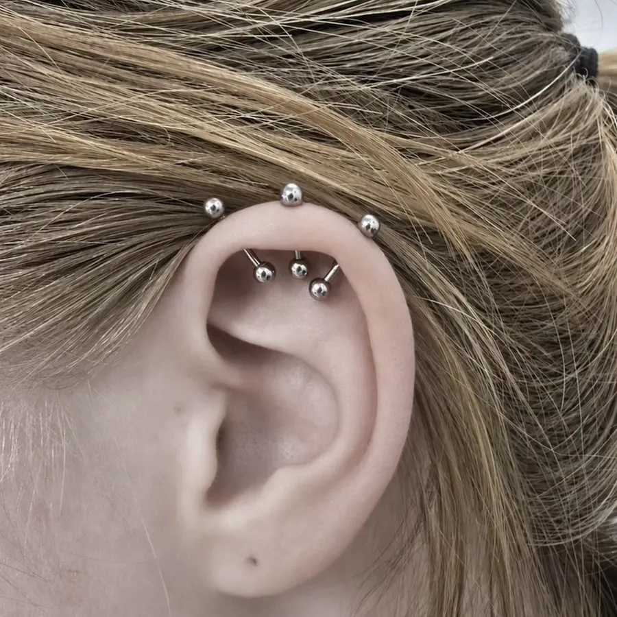 Forward helix trio with an industrial